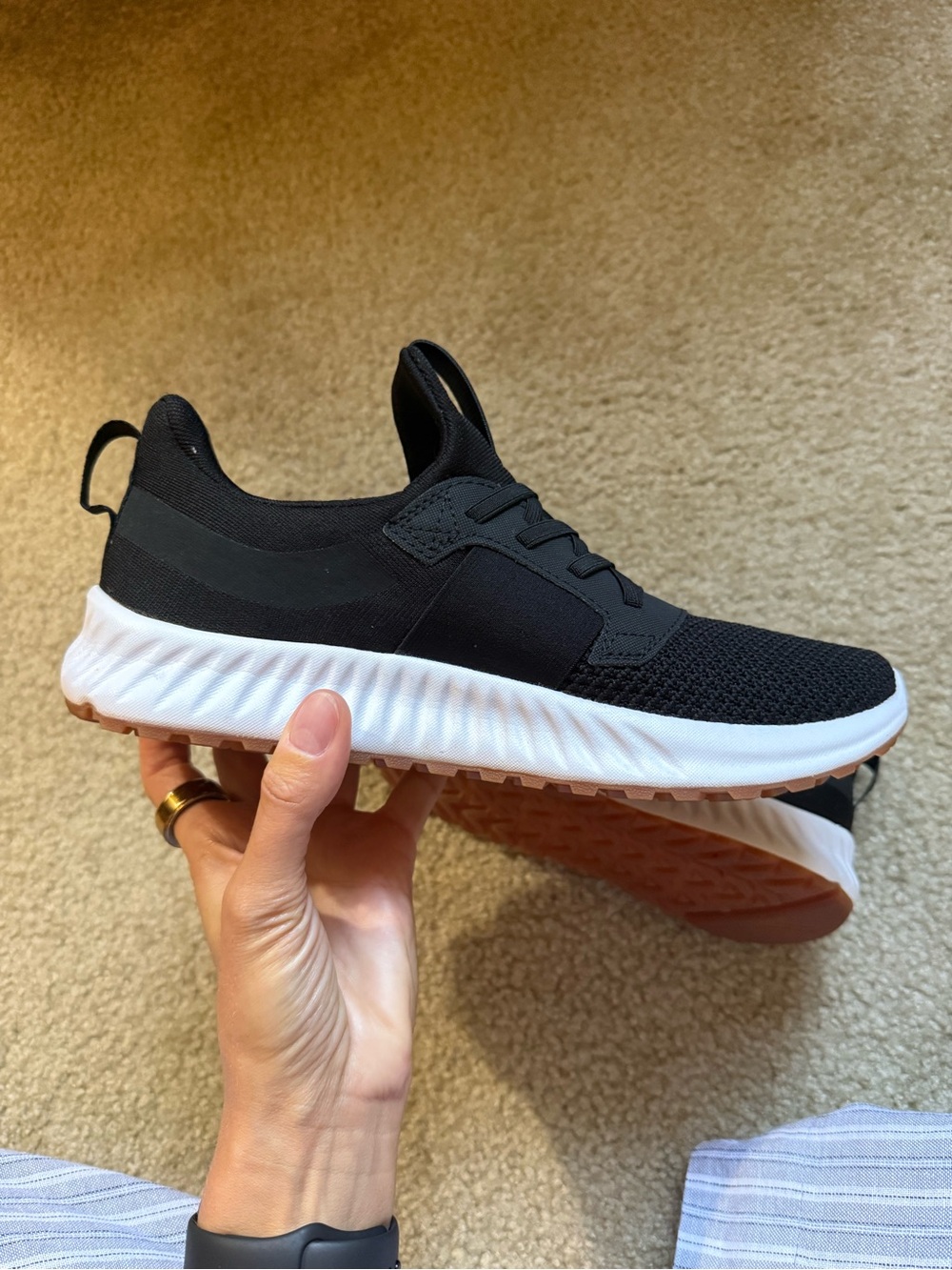 Saucony Black Knit Athletic Shoes with White Midsole and Gum Outsole - Picture 5 of 10